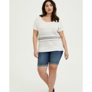 Womens Torrid White Multi Stripe Slub Dolman Lightweight Sweater Top - Sz 1X 1